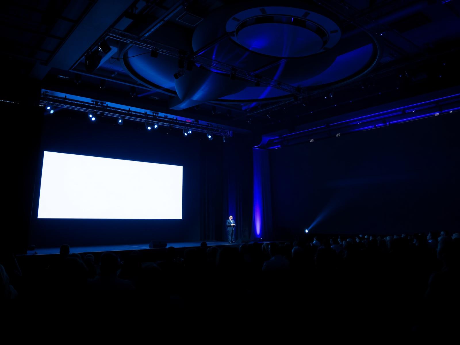 Palco do Sales AI Experience com plateia de executivos